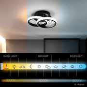 LED luster VERTEX CIRCULA 22W, 2 kruhy, kovové rámy, studené/teplé/neutrálne svetlo, čierny