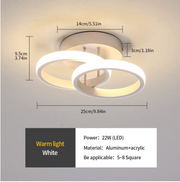 LED vrchol Lulus cirkuluje superponované kruhy, 44 W, 2 kruhy, studené/horúce/neutrálne svetlo, biele