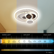 LED luster s kryštálom HELIOX, 43W, 4 kruhy, studené/teplé/neutrálne svetlo, biela