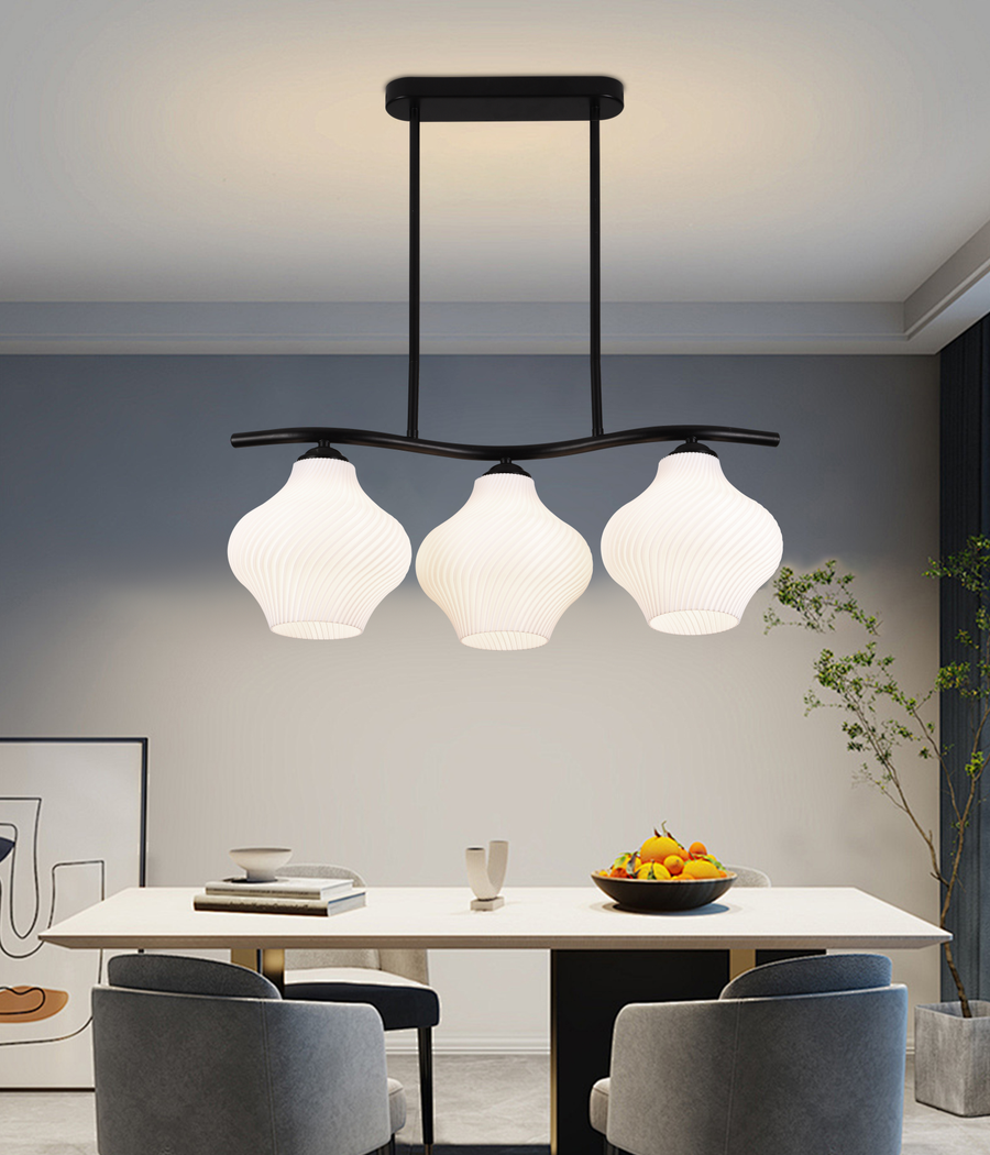 Závesný luster LM521/3BK, 3XE27, 59*20*25, IP20, čierny, biely, železo, plexisklo, žiarovky nie sú súčasťou dodávky