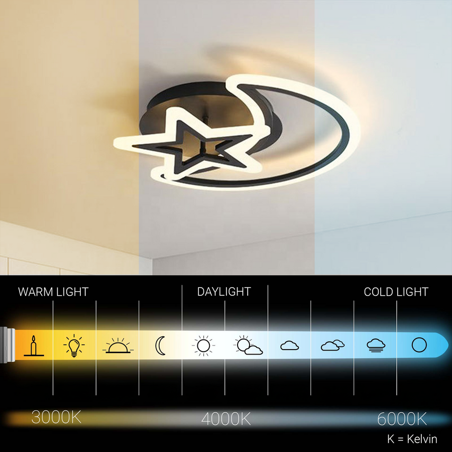LED luster s diaľkovým ovládaním MOON AND STAR 45W, 2 Elements, Studené/Teplé/Neutrálne svetlo, Stmievateľné, Čierny