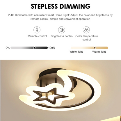 LED luster s diaľkovým ovládaním MOON AND STAR 45W, 2 Elements, Studené/Teplé/Neutrálne svetlo, Stmievateľné, Čierny