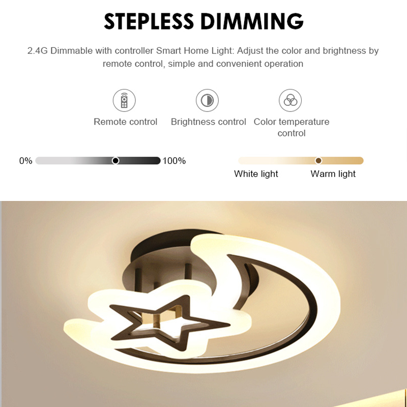 LED luster s diaľkovým ovládaním MOON AND STAR 45W, 2 Elements, Studené/Teplé/Neutrálne svetlo, Stmievateľné, Čierny