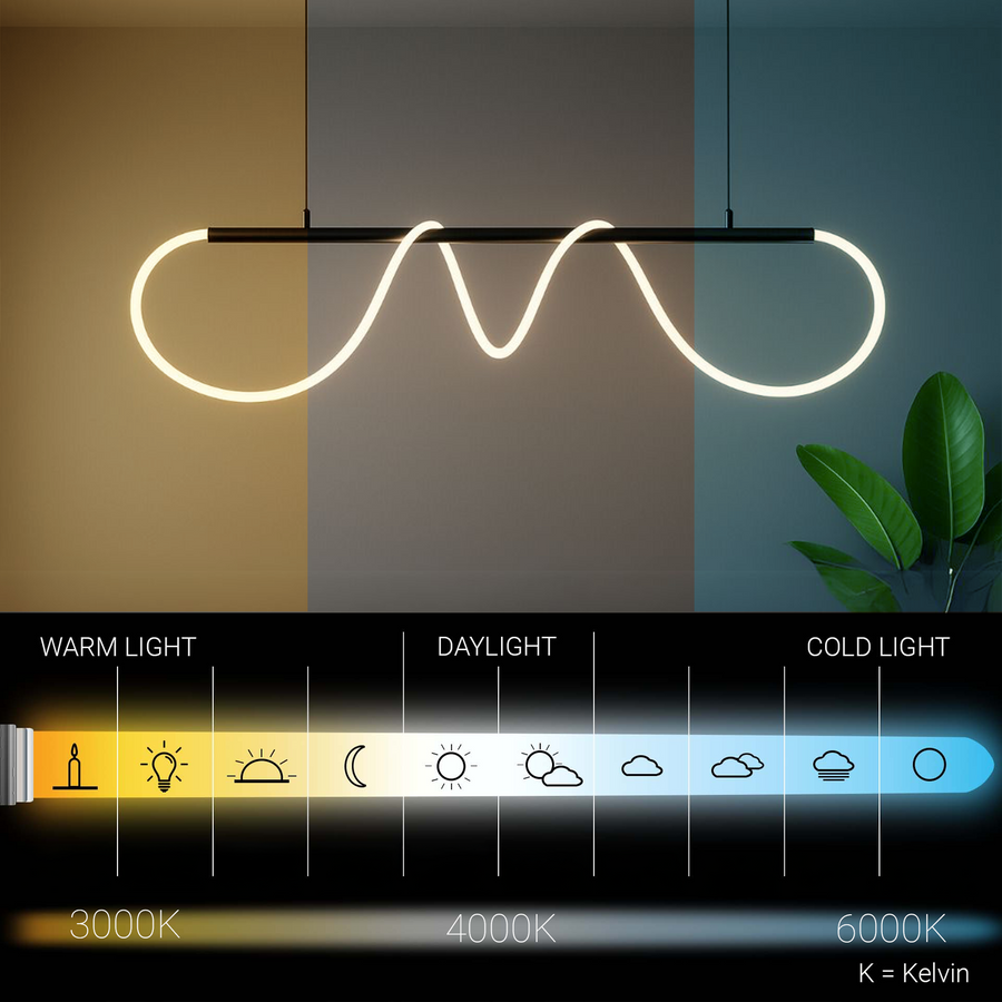 DIVINO LED luster s flexibilnou silikónovou trubicou – 62W, nastaviteľné svetlo, matná čierna