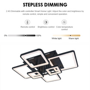 LED luster s diaľkovým ovládaním ELLA 124W, 6 štvorcových, studené/teplé/neutrálne svetlo, stmievateľné, čierny