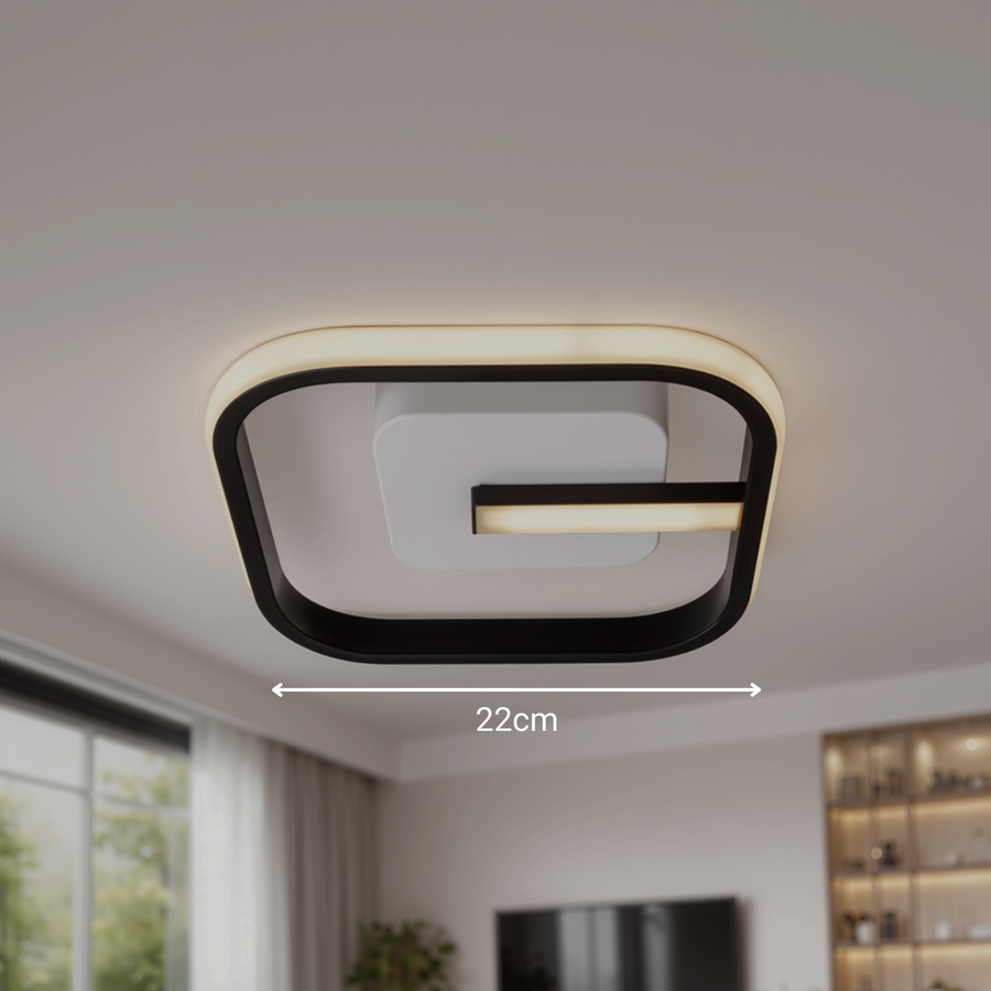 LED luster VICTORIA 19W, štvorcový, studené/teplé/neutrálne svetlo, čierny, biely