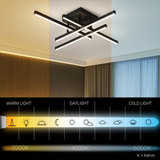 LED luster s diaľkovým ovládaním LINEX, 52W, 4 prvky, lineárny, studené/teplé/neutrálne svetlo, stmievateľné, čierny