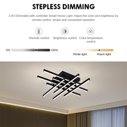 LED luster s diaľkovým ovládaním LINEX, 90W, 8 prvkov, studené/teplé/neutrálne svetlo, stmievateľné, čierny