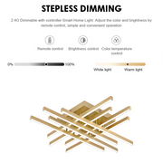 LED luster s diaľkovým ovládaním LINEX, 109W, svetlo 3000K/4000K/6000K, stmievateľný, zlatý