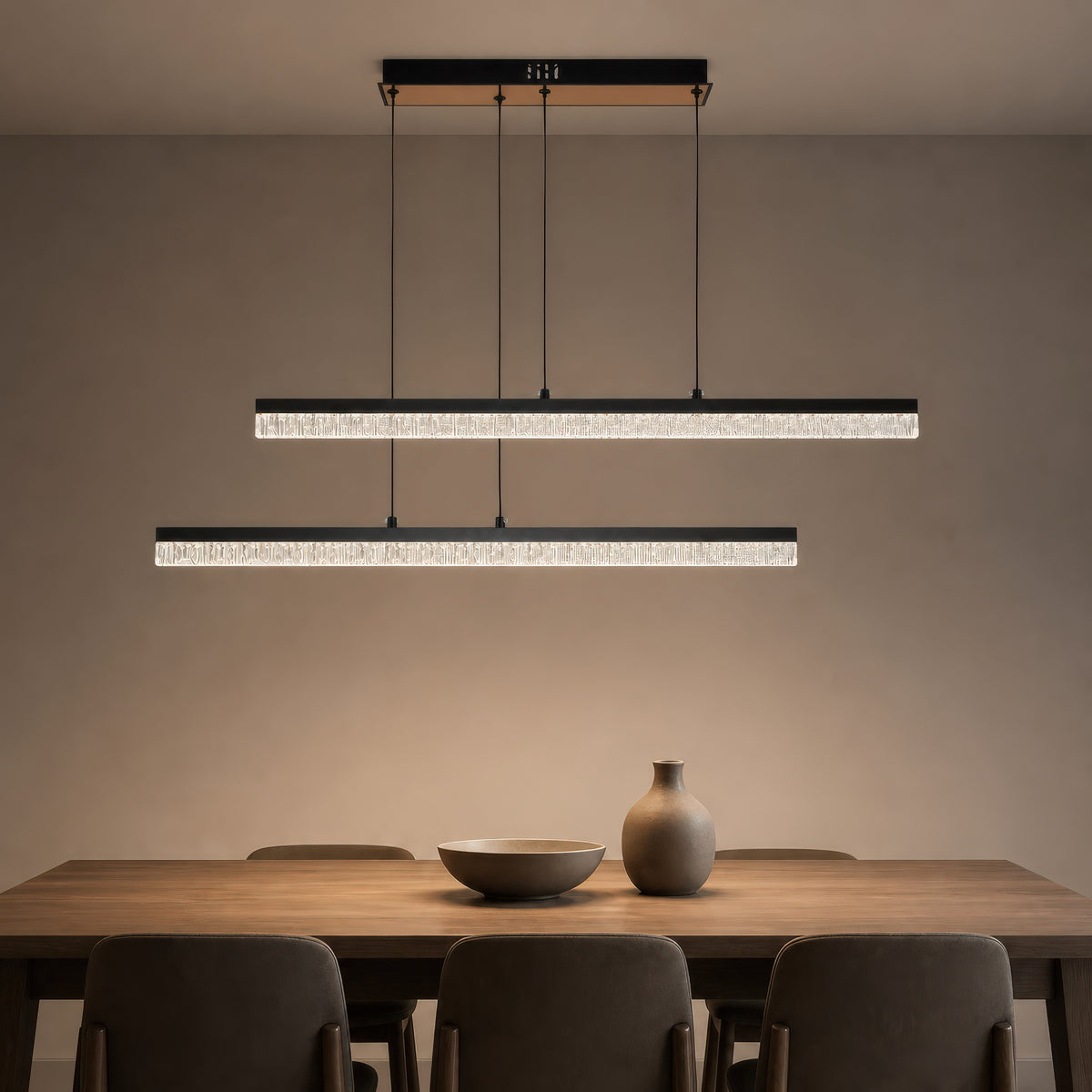 Závesný LED luster s diaľkovým ovládaním, STRATA, 6 prvkov, 82W, svetlo ...