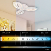 LED luster s diaľkovým ovládaním ORCHID 39W, 3 okvetné lístky, studené/teplé/neutrálne svetlo, stmievateľné, biela