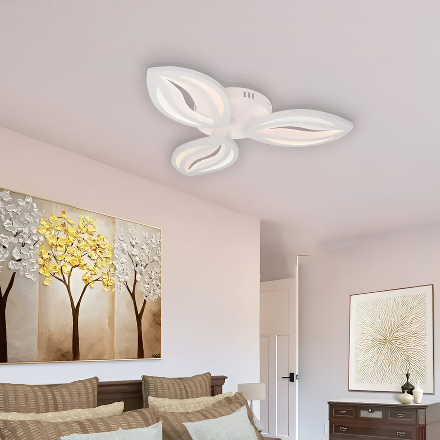 LED luster s diaľkovým ovládaním ORCHID 39W, 3 okvetné lístky, studené/teplé/neutrálne svetlo, stmievateľné, biela