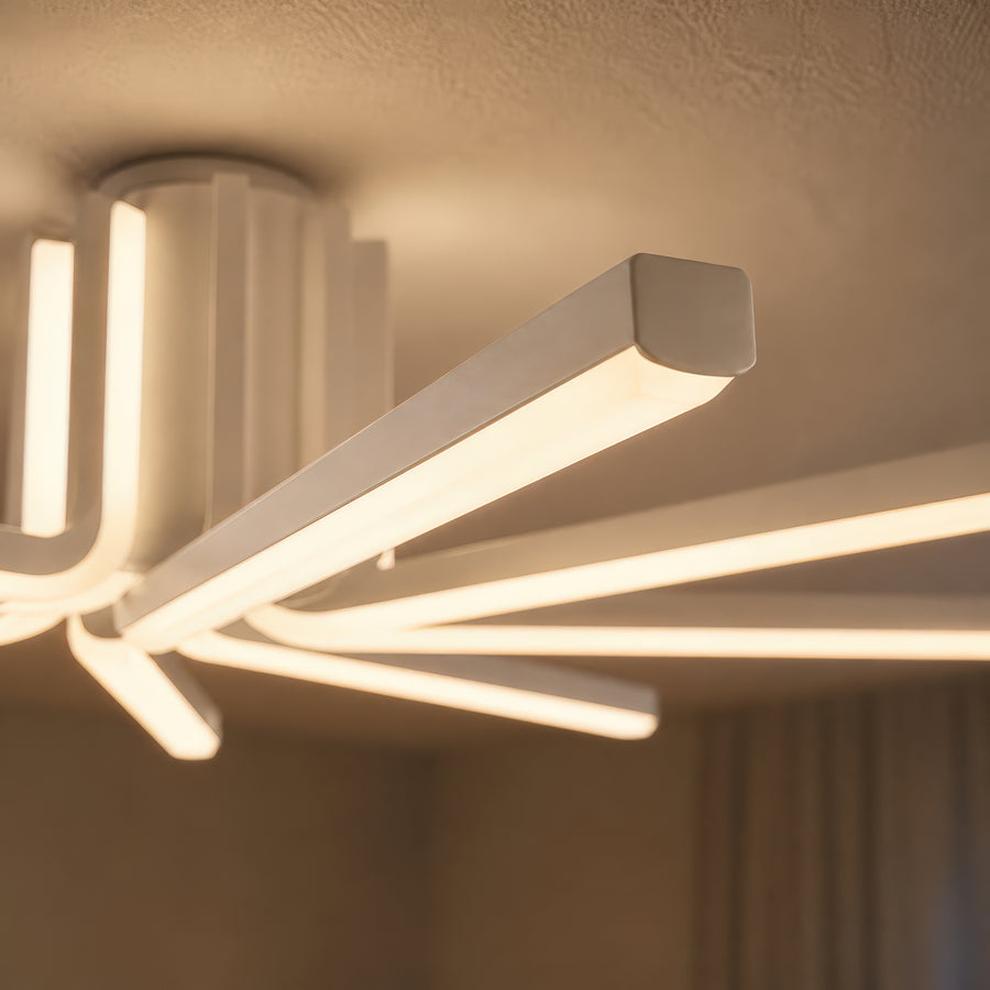 IBANE LED luster s diaľkovým ovládaním, 8 zdrojov, 3000K/4000K/6000K, 128W, kov a silikón, biela
