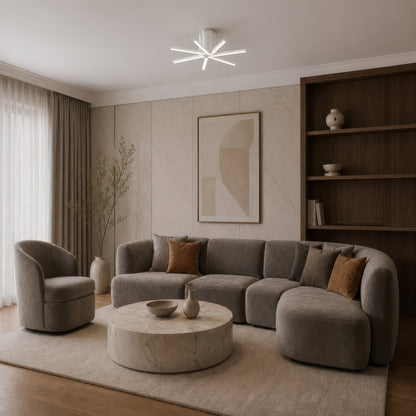IBANE LED luster s diaľkovým ovládaním, 8 zdrojov, 3000K/4000K/6000K, 128W, kov a silikón, biela