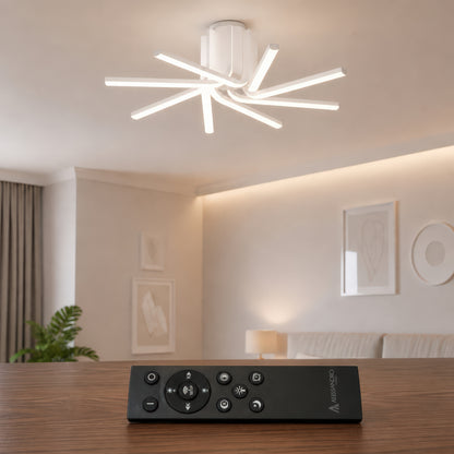 IBANE LED luster s diaľkovým ovládaním, 8 zdrojov, 3000K/4000K/6000K, 128W, kov a silikón, biela