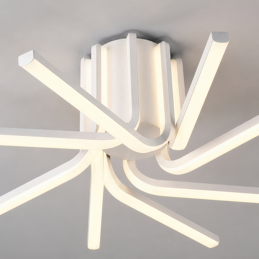 IBANE LED luster s diaľkovým ovládaním, 8 zdrojov, 3000K/4000K/6000K, 128W, kov a silikón, biela