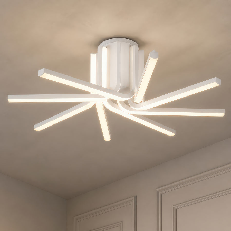 IBANE LED luster s diaľkovým ovládaním, 8 zdrojov, 3000K/4000K/6000K, 128W, kov a silikón, biela