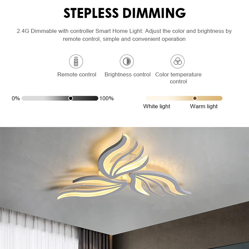 LED luster s diaľkovým ovládaním SAKURA 37W, 3 okvetné lístky, studené/teplé/neutrálne svetlo, stmievateľné, biela