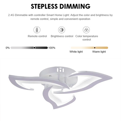 LED luster s diaľkovým ovládaním LOTUS 34W, 3 okvetné lístky, studené/teplé/neutrálne svetlo, stmievateľné, biela