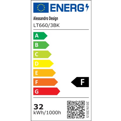 LED luster LT660/3BK, 3 Elements, 32W, Svetlo 3000/4000/6000K, Čierny, Nastaviteľná výška