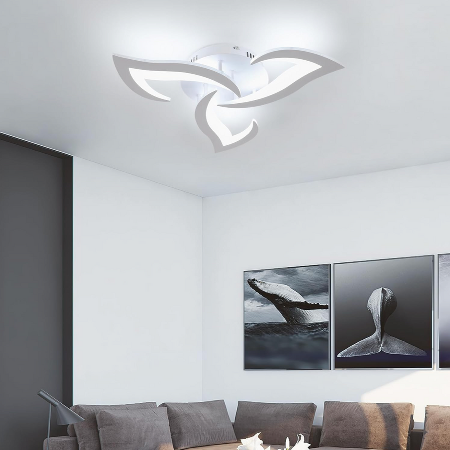 LED luster s diaľkovým ovládaním LOTUS 34W, 3 okvetné lístky, studené/teplé/neutrálne svetlo, stmievateľné, biela
