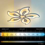 LED luster s diaľkovým ovládaním JASMINE 66W, 5 okvetných lístkov, studené/teplé/neutrálne svetlo, stmievateľné, biela