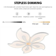 LED luster s diaľkovým ovládaním JASMINE 66W, 5 okvetných lístkov, studené/teplé/neutrálne svetlo, stmievateľné, biela