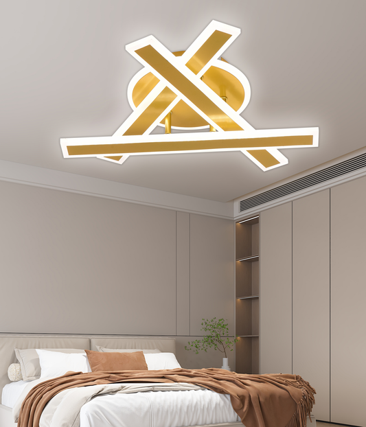 LED luster s diaľkovým ovládaním LT755/3GD, 62,2 W, 40*5,5*10, IP20, Studené/Teplé/Neutrálne svetlo, Stmievateľné, Zlato, Žehlička, Plexisklo