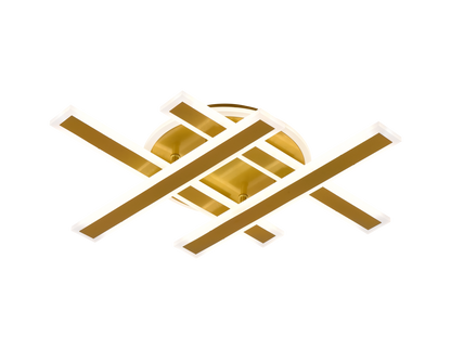 LED luster s diaľkovým ovládaním LT755/4GD, 85W, 46*5,5*7,5, IP20, Studené/Teplé/Neutrálne svetlo, Stmievateľné, Zlato, Žehlička, Plexisklo