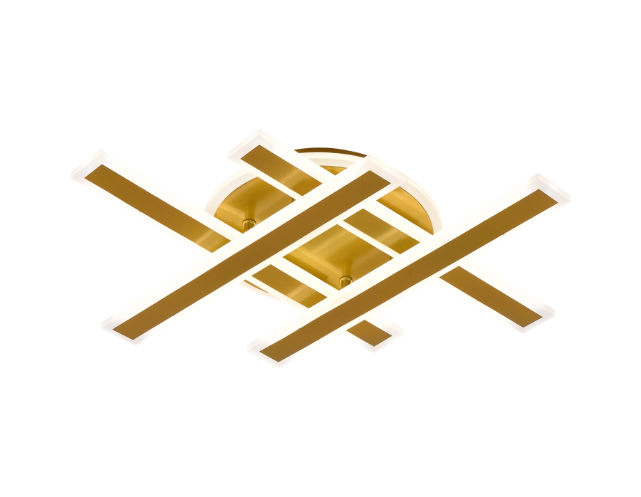 LED luster s diaľkovým ovládaním LT755/4GD, 85W, 46*5,5*7,5, IP20, Studené/Teplé/Neutrálne svetlo, Stmievateľné, Zlato, Žehlička, Plexisklo