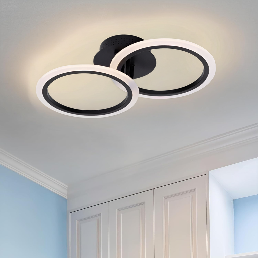 LED luster s diaľkovým ovládaním BETTY 28W, 2 kruhy, studené/teplé/neutrálne svetlo, stmievateľné, čierny