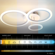 LED luster s diaľkovým ovládaním BETTY 41W, 3 kruhy, studené/teplé/neutrálne svetlo, stmievateľné, biela