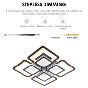 LED luster s diaľkovým ovládaním SUSAN 96W, 4 štvorce, studené/teplé/neutrálne svetlo, stmievateľné, čierny