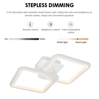 LED luster s diaľkovým ovládaním ZOE 69W, 2 štvorce, studené/teplé/neutrálne svetlo, stmievateľné, biela