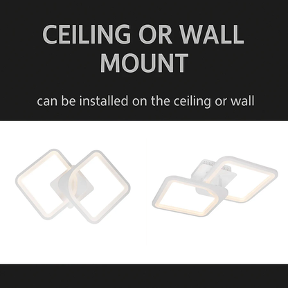 LED luster s diaľkovým ovládaním ZOE 69W, 2 štvorce, studené/teplé/neutrálne svetlo, stmievateľné, biela