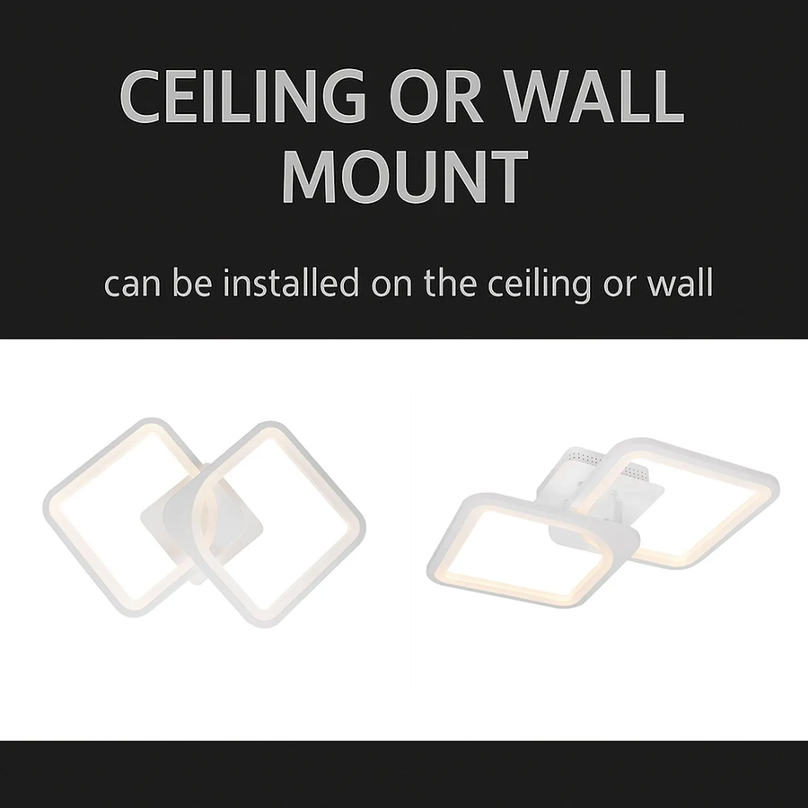 LED luster s diaľkovým ovládaním ZOE 69W, 2 štvorce, studené/teplé/neutrálne svetlo, stmievateľné, biela