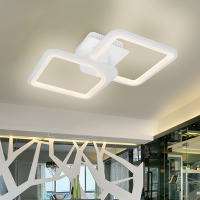 LED luster s diaľkovým ovládaním ZOE 69W, 2 štvorce, studené/teplé/neutrálne svetlo, stmievateľné, biela