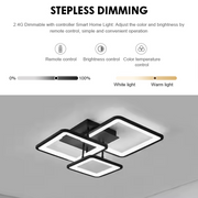 LED luster s diaľkovým ovládaním ZOE 64W, 3 štvorce, studené/teplé/neutrálne svetlo, stmievateľné, čierny