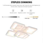 LED luster s diaľkovým ovládaním ZOE 96W, 5 štvorcov, studené/teplé/neutrálne svetlo, stmievateľné, biela