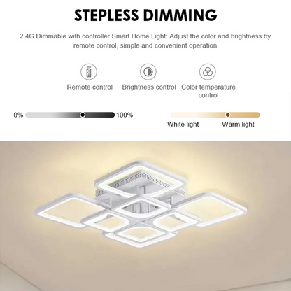 LED luster s diaľkovým ovládaním ZOE 135W, 8 štvorcových, studené/teplé/neutrálne svetlo, stmievateľné, biela