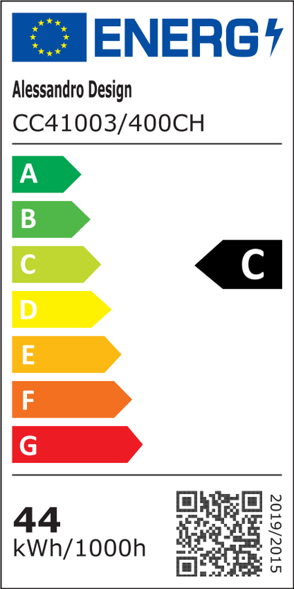 LED luster CC41003/400CH, Priemer 40 cm, Výška 120 cm, IP20, Studené/Neutrálne/Teplé svetlo, Stmievateľné, Strieborný, Kryštál, Oceľ