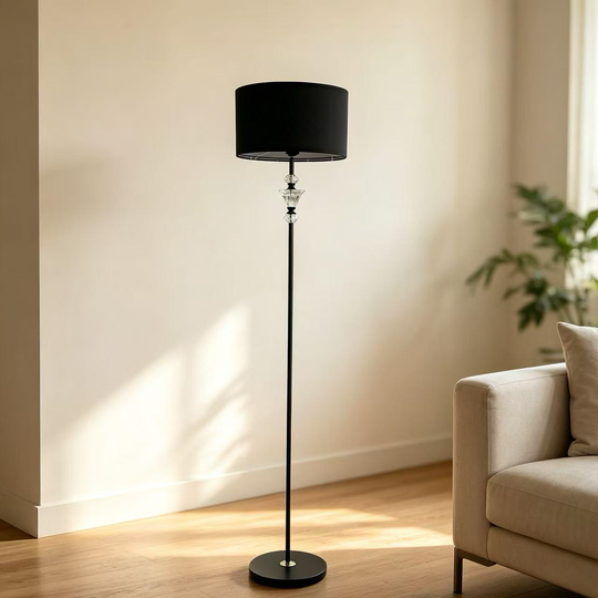 Lampa PAVLODAR, 1 x E27, kov a krištáľ, čierna