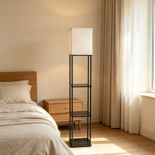 Lampa TALDYKORGAN, 1 x E27, kov a drevo, čiernobiela