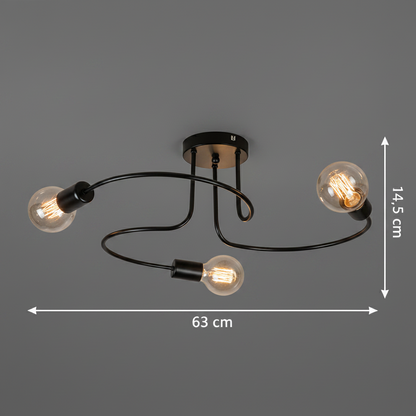 Lustra Clasica PEVEK, 63cm, 3xE27, Aluminiu, Negru