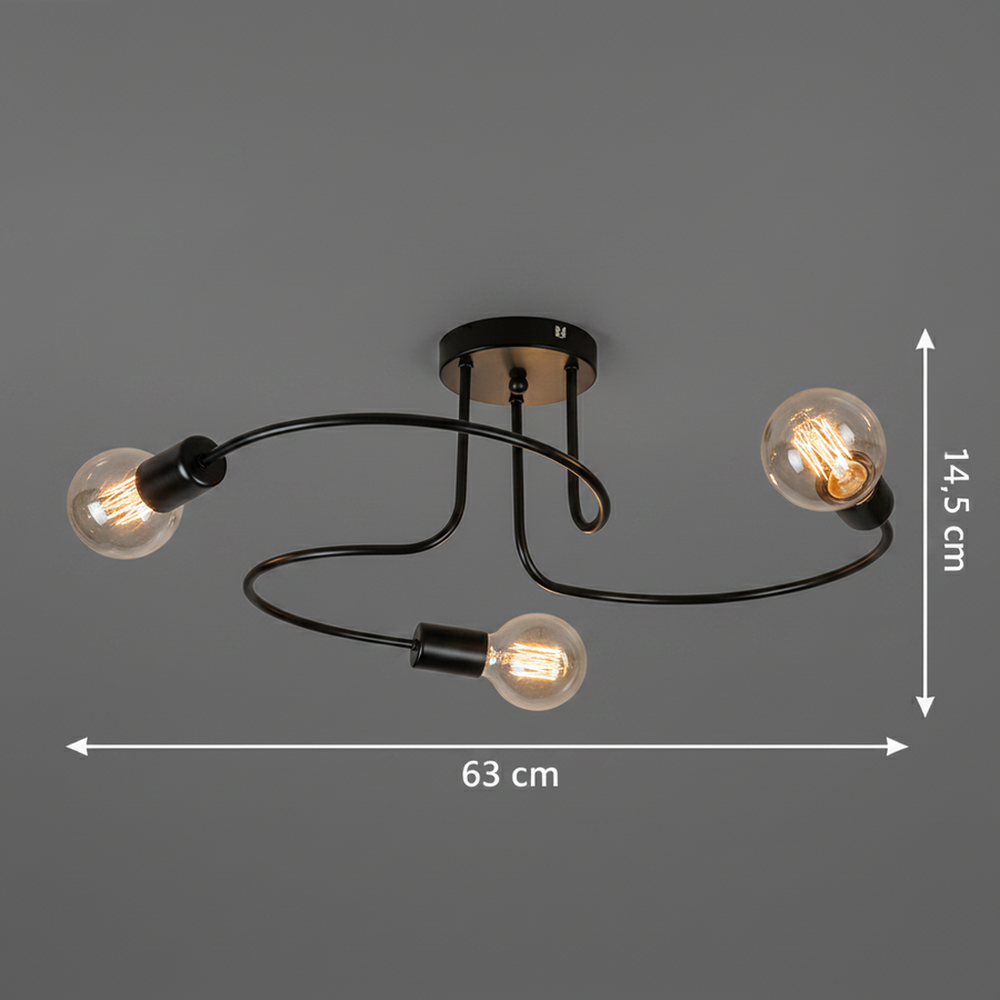 Lustra Clasica PEVEK, 63cm, 3xE27, Aluminiu, Negru