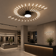 Lustra LED DASHOGUZ, Ø105cm, 8W, 28 Brate, Lumina Neutra, Metal si Acrilic, Negru si Auriu