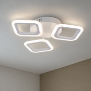 LED luster ERIKA 20W, 3 štvorce, neutrálne svetlo 4000k, biely, kov a akryl