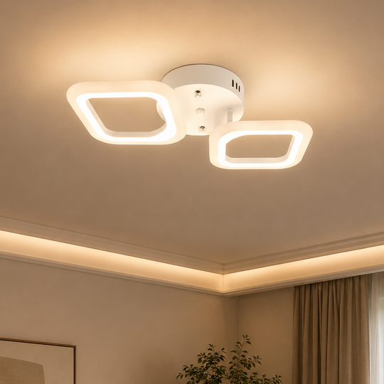 LED luster ERIKA 11W, 2 štvorce, neutrálne svetlo, biely