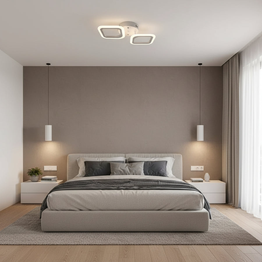 Lustra LED ERIKA 27W, 2 Patrate, lumina Neutra, Alb Lustre LED Aplicate Default Title Alessandro Design