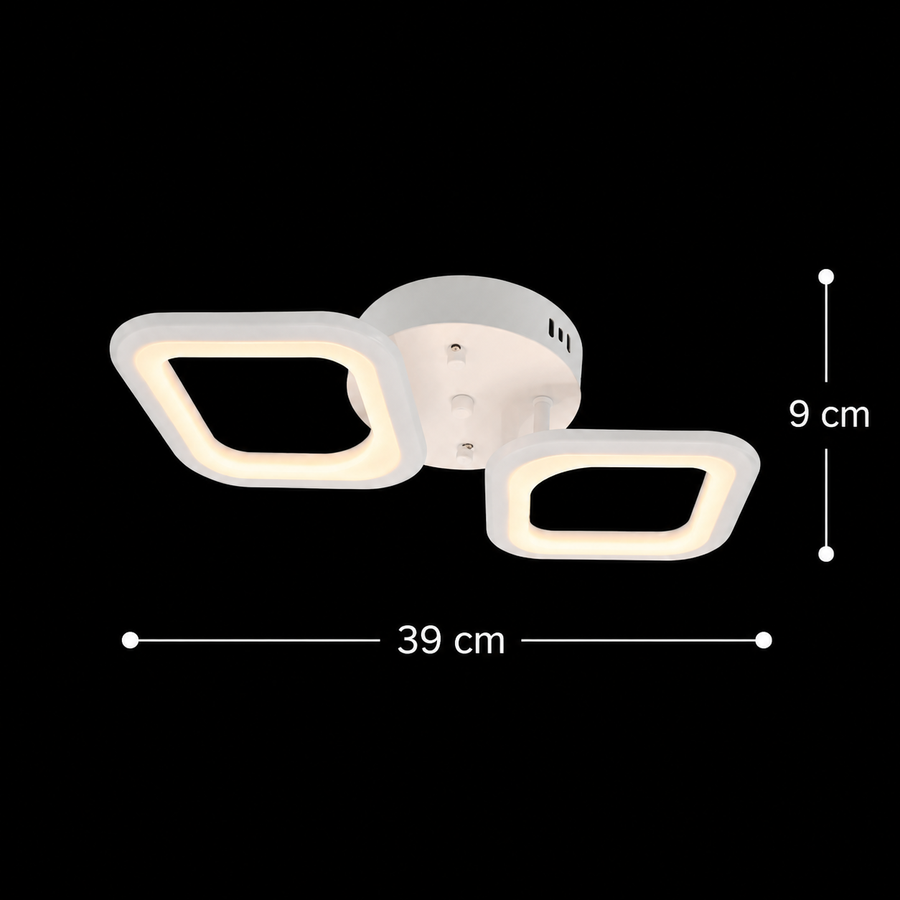 LED luster ERIKA 11W, 2 štvorce, neutrálne svetlo, biely